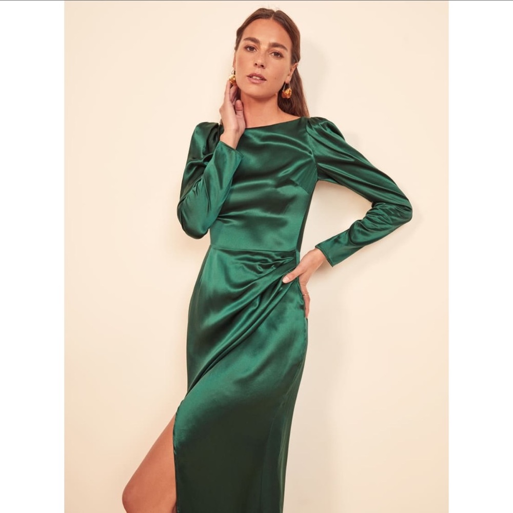 NWT Reformation Cameron Dress in Emerald Size 0